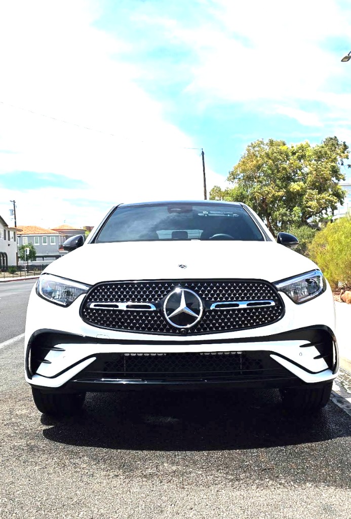 White Mercedes after a front-end detail in Las Vegas
